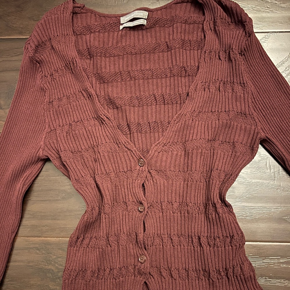 brown/burgundy urban outfitters cardigan top